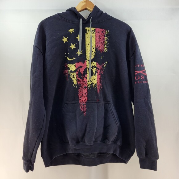 Grunt Style GS Hoodie Black Skull Flag Patriot USA Mens Large - Picture 1 of 9